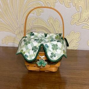 Longaberger Lots of Luck basket combo with shamrock tie on, liner, protector.